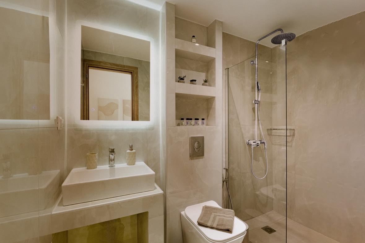 Bathroom — shower and vanity